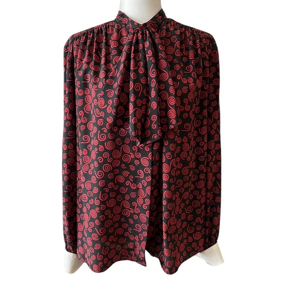 Lilli Ann Tops - Vintage Lilli Ann Collections Secretary Ascot Button Down Blouse  Abstract Print